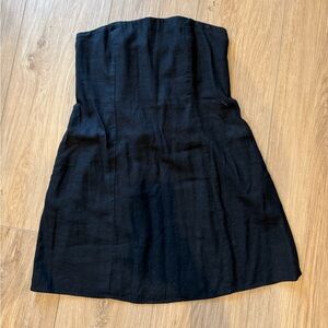 OLD NAVY black linen mini strapless dress